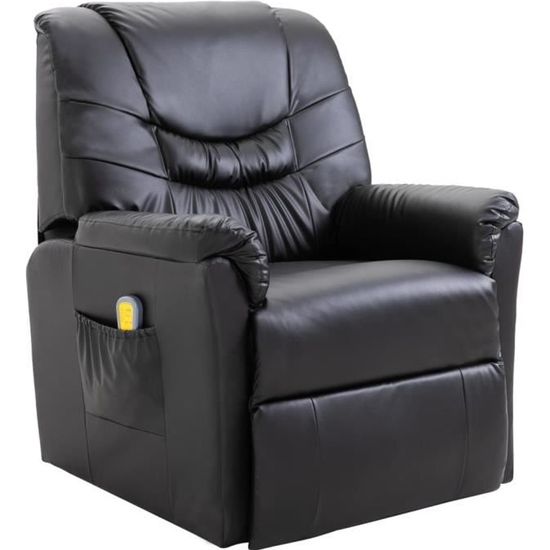3510Queen® Fauteuil de massage Relax Massant,Fauteuil électrique inclinable Multifonction,Fauteuil Salon Noir Similicuir