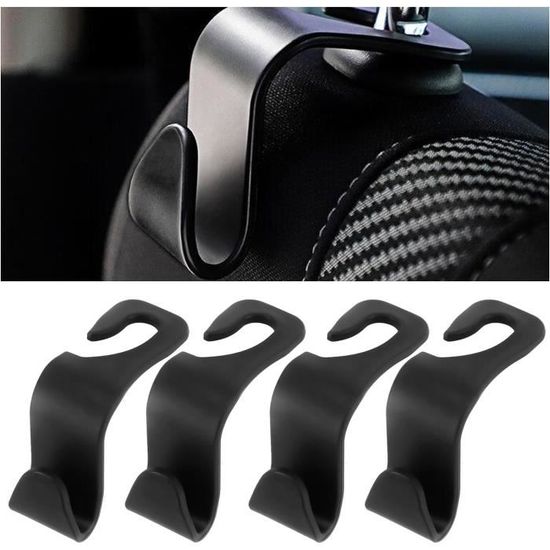 Lot De 8 Crochets Pour Appuie-Tête De Voiture - Organisation Sacs, Vêtements, Téléphone - Noir, Universel