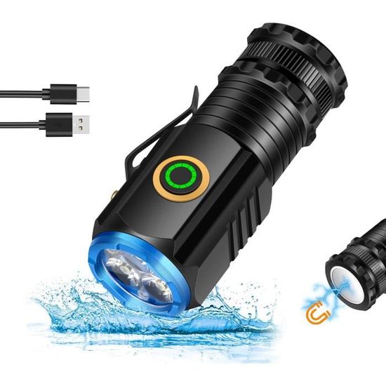 Mini Lampe Torche LED Rechargeable - Porte-clés Avec Powerbank - Étanche - 3 Modes