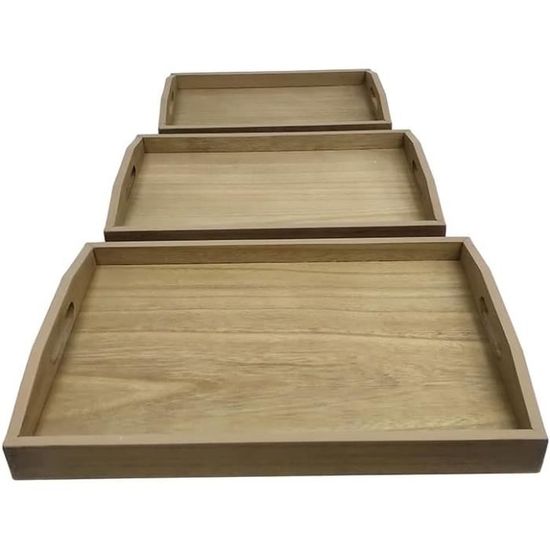 NIRMAN Lot de 3 plateaux rectangulaires en bois d'acacia pour décoration d'intérieur, nourriture, légumes, fruits, charcuterie, apéritif (33 x 14 x