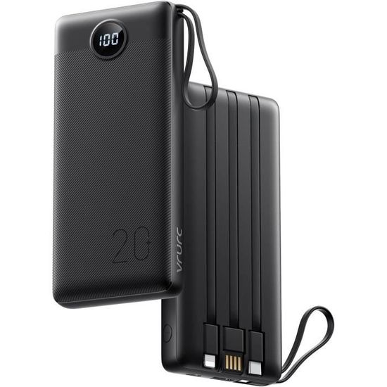 VEGER Batterie Externe 20000mAh, 22.5W Chargeur Portable Avec Charge Rapide PD/QC 3.0 Et Affichage LED, USB C Power Bank Compacte, Compatible Avec IPhone/iPad/Android/Huawei/Xiaomi, Veste Chauffante