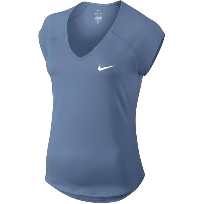 NIKE T shirt de tennis Nkct Top Pure Femme Bleu Cdiscount Sport