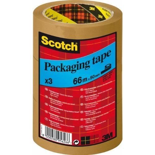 Adhésif d'emballage Scotch 50 mm x 66 m - 3 rouleaux