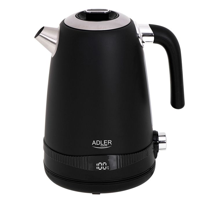 Bouilloire, Vintage, 1,7 L, sans BPA, Contrôle de Température, Inox., sans Fil Adler AD1295BpotenciaNegro
