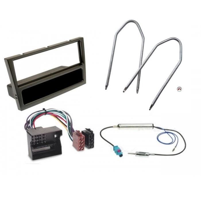 Kit Adaptateur Autoradio 1DIN avec vide-poche noir Opel Agila/ Combo C/ Corsa C/ Meriva/ Tigra/ Vivaro + ISO + FM + Cles