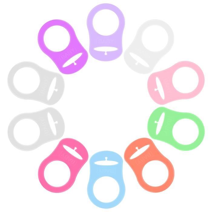 Dexnor 10 PCS Bébé Anneau Adaptateur Porte-Sucette en Couleurs Assorties Silicone De Qualité Alimentaire Non-Toxique Durable Doux Fa