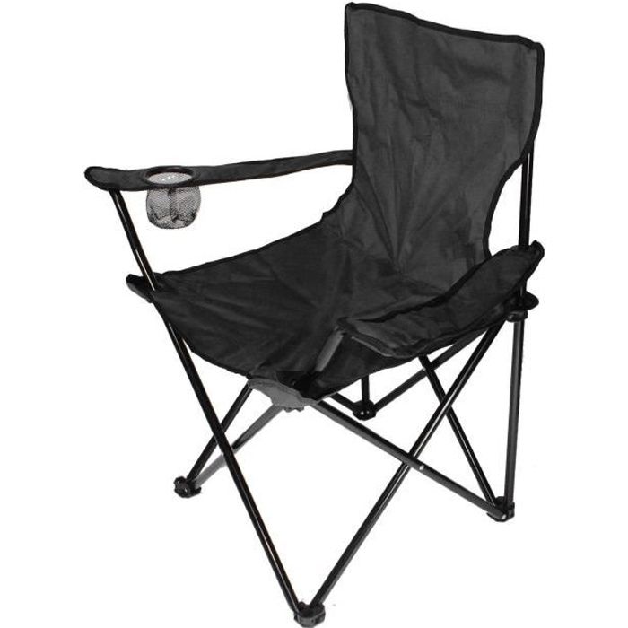 Fauteuil de camping NOIR Chaise Pliante de pêche @ BonAchat