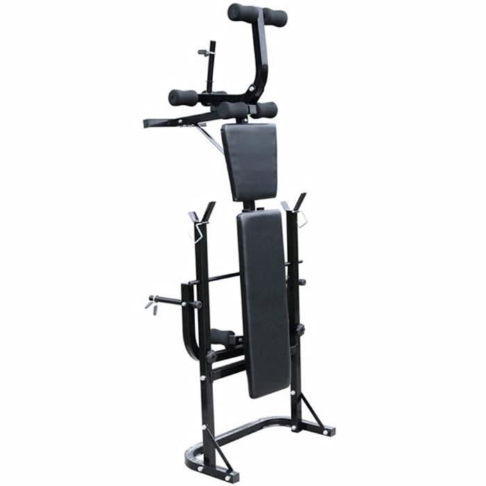 Fur© Banc de musculation Classique - Appareil de musculation Multifonctionnel complet avec Haltère long et Set d’haltères ♕83720