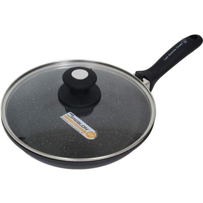 Poêle 24 cm tous feux dont induction, manche amovible, Grand chef professionnel