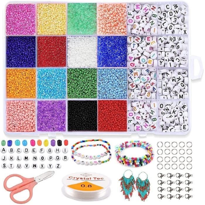 Perles pour Bijoux,Perles Plates pour Bracelet 7040pcs Perles Heishi Perles de Rocaille,Fabrication Bijoux Enfant Accessoire de Mode
