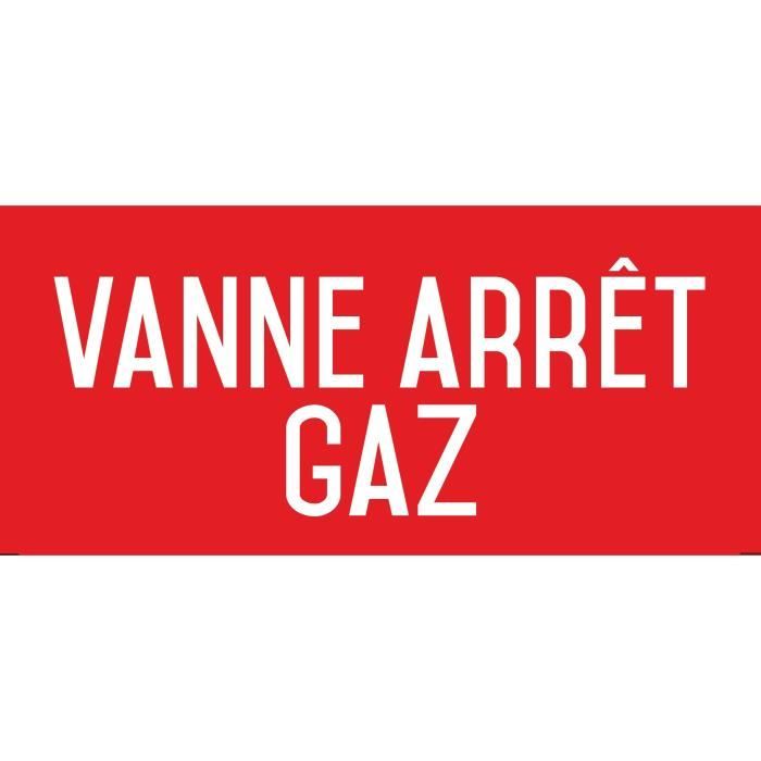 Vanne arrêt gaz Autocollant vinyl waterproof - L.200 x H.100 mm