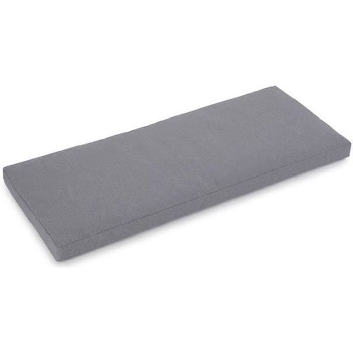 Blumfeldt Pozzilli CU Coussin extra-moelleux pour banc de jardin extérieur - 99 x 6,5 x 41 cm - housse polyester résistant - gris