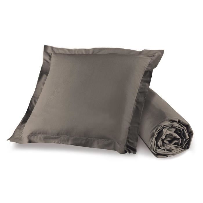 Ensemble drap housse 90 x 190 + 1 taie d'oreiller 63 x 63 cm 100% coton Noisettels couleur