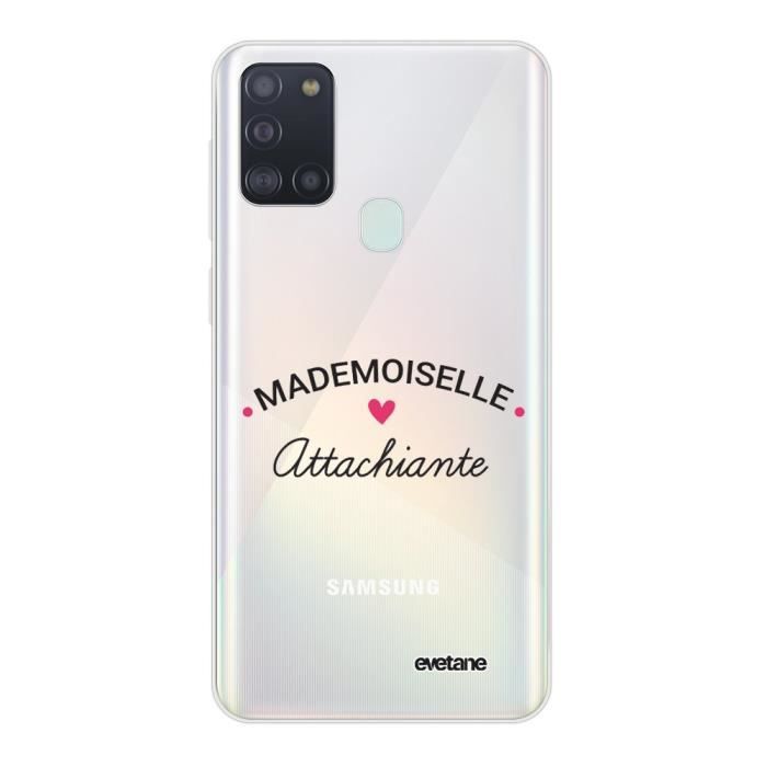 Coque Samsung Galaxy A21S 360 intégrale transparente Mademoiselle Attachiante Ecriture Tendance Design Evetane.