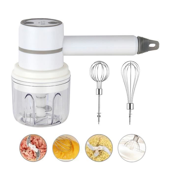 GOOAFREI Batteur Électrique,Hachoir Legume Hachoirs à Viande 150W-3 Vitesses- 2 Fouets Métalliques Boîte de mélange de 250 ml, Œufs
