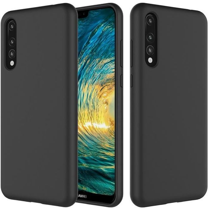 Huawei P20 Pro Coque Silicone Liquide Anti-rayure Huawei P20 Pro Étui Housse Protection Gel Soft Case Anti-choc-Noir