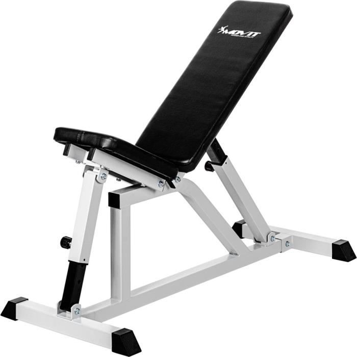 MOVIT® Banc de musculation incliné, multifonction et pliable, exercices de musculation à domicile, couleur blanc