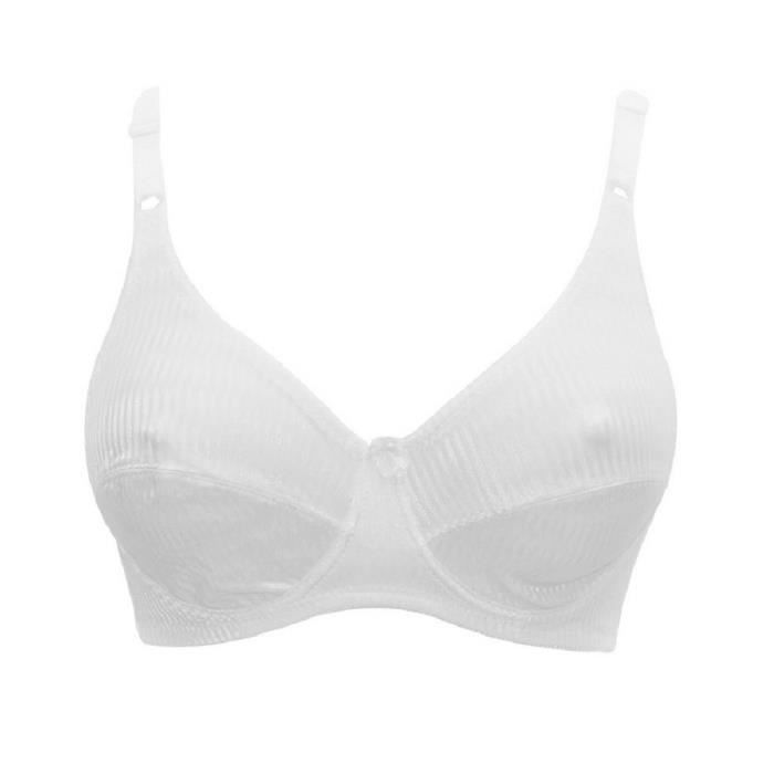 Soutien gorge 95E rayures blanc satiné lingerie femme grande taille
