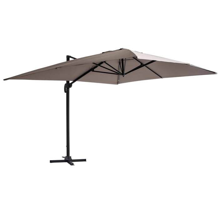 Parasol déporté rotatif, structure en aluminium, 4x3m modèle Caserta Beige