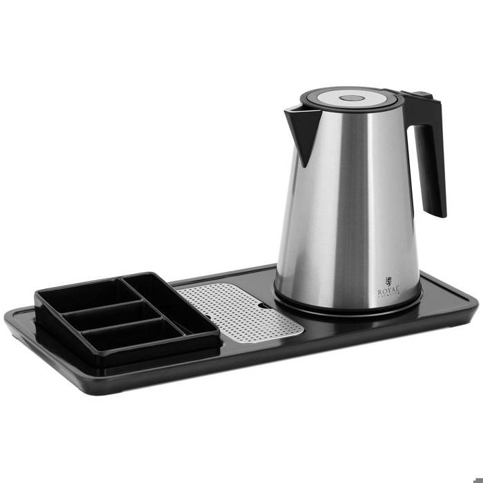 Plateau De Courtoisie Haut De Gamme Avec Bouilloire Inox Argent 1,2 l 1 800 W
