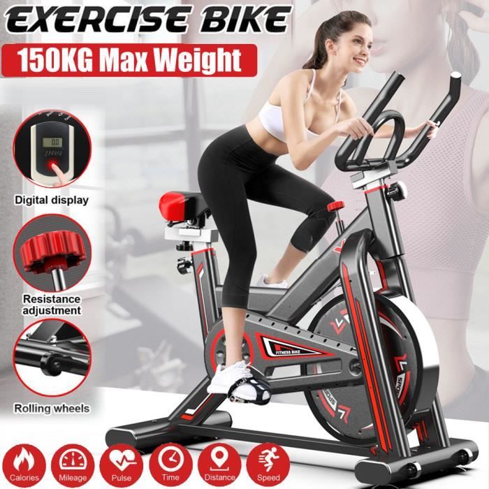 SINBIDE® Velo d'appartement Interieur Entrainement fitness Résistance ajustable, avec Écran LCD, Capacité 150kg