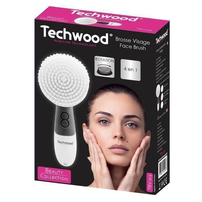 TECHWOOD TBV-313 Gris Brosse visage 4 en 1 rotation