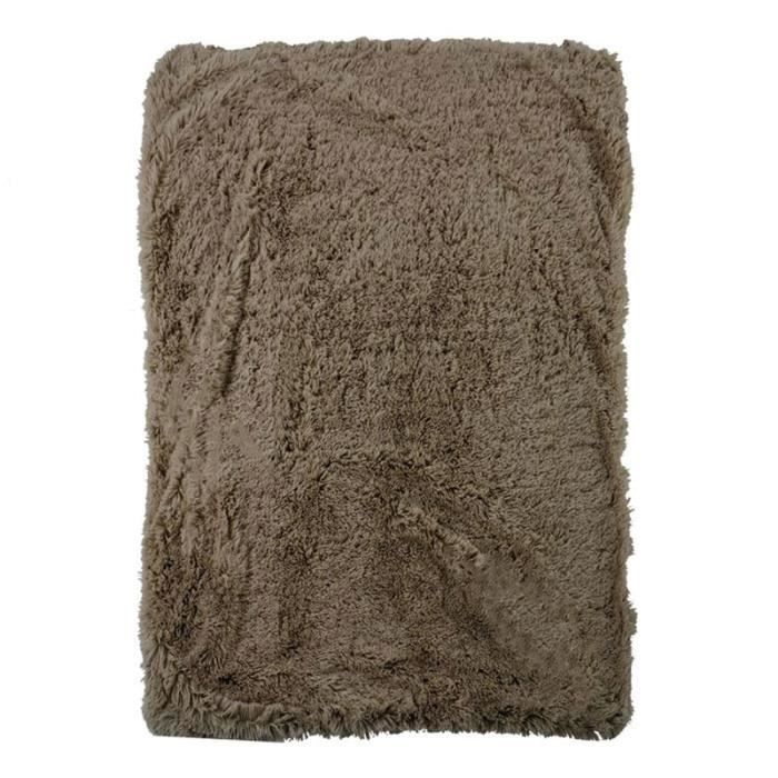 NEO YOGA - Plaid à poils longs extra-doux taupe 120x150