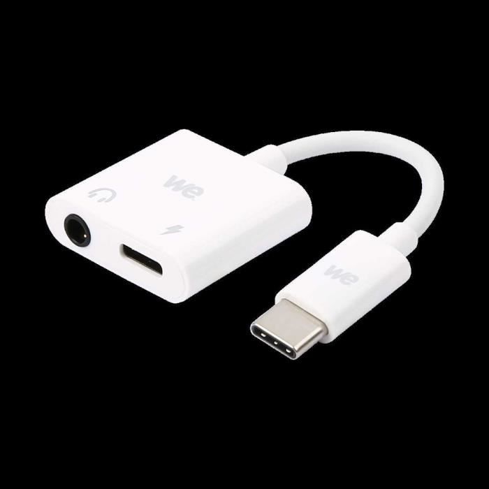 WEWE Adaptateur USB C vers USB C et Jack femelle 3,5mm, adaptateur 2 en 1 charge et audio spécialement conçu pour appareils en USB