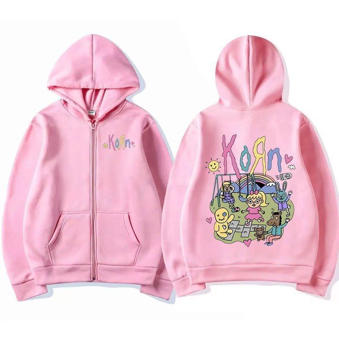 Sweat à Capuche Korn – Unisexe, Manches Longues, Imprimé Groupe Rock, Style Streetwear