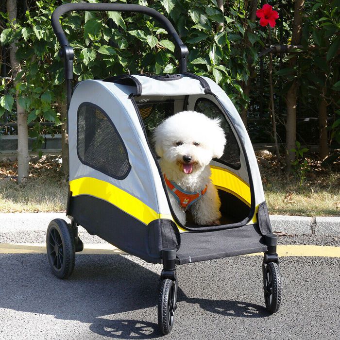 Comparer les prix de Poussette Buggy pour Chien Tout Terrain Poussette Charge 20kg avec Attache Intérieure Roues Amortissantes à 360°
