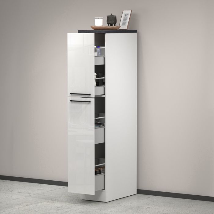 Garde-manger de cuisine Atrax 30x60xh165 cm Blanc brillant Ardoise Garde-manger de cuisine Atrax 30x60xh165 cm Blanc brillant Ardoise