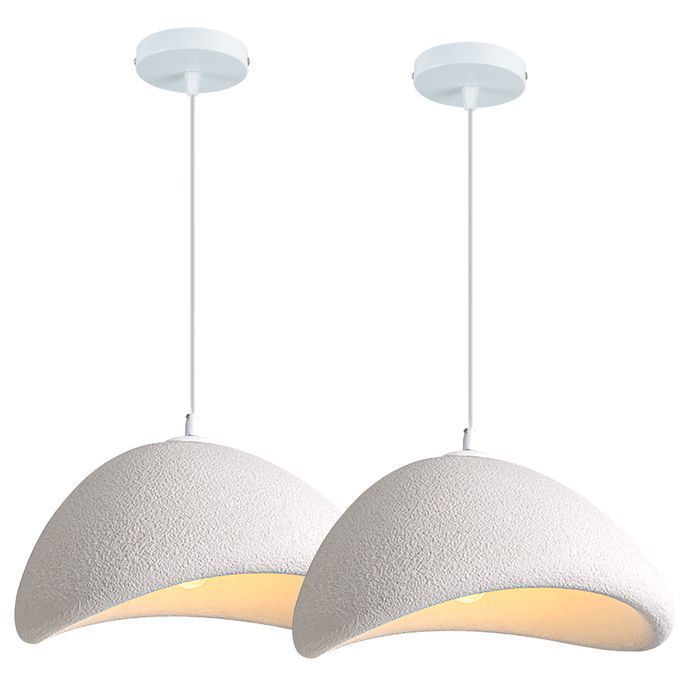 SNOGOLD 2x Suspension Moderne Lampe de Plafonde Abat-jour en Résine Ciment Ø20cm Blanc E27 Lustre Industriel Luminaire pour Salon