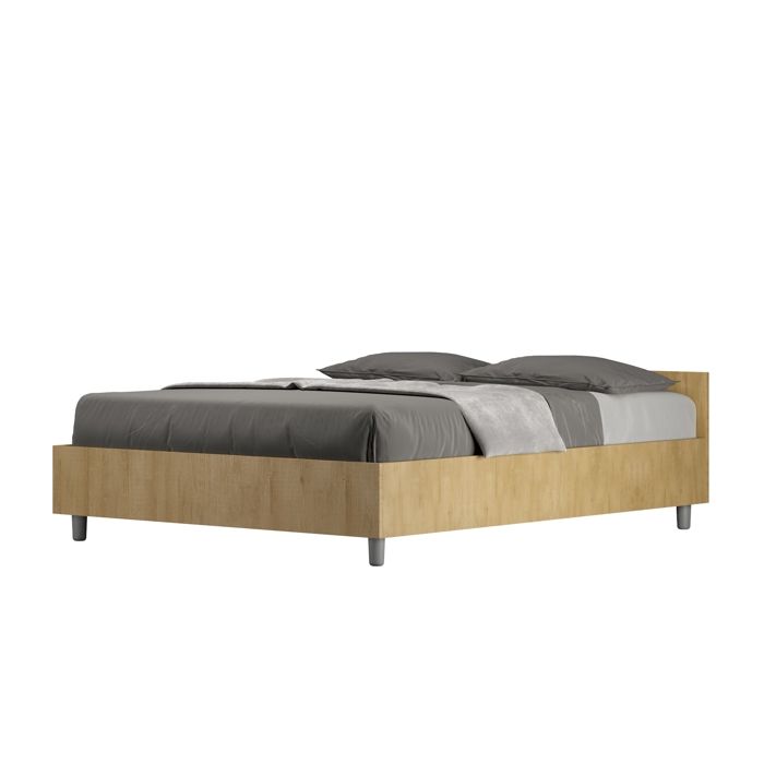Lit double 140x190 - ITYHOME - Nuamo - chêne nature - panneaux mélaminés - tête de lit incluse Lit double 140x190 - ITYHOME - Nuamo - chêne nature - panneaux mélaminés - tête de lit incluse