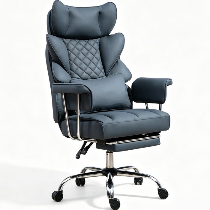 Chaise Gaming Ergonomique DYHOME Fauteuil de Bureau PU Repose-Jambes Télescopique Charge 220kg Noir