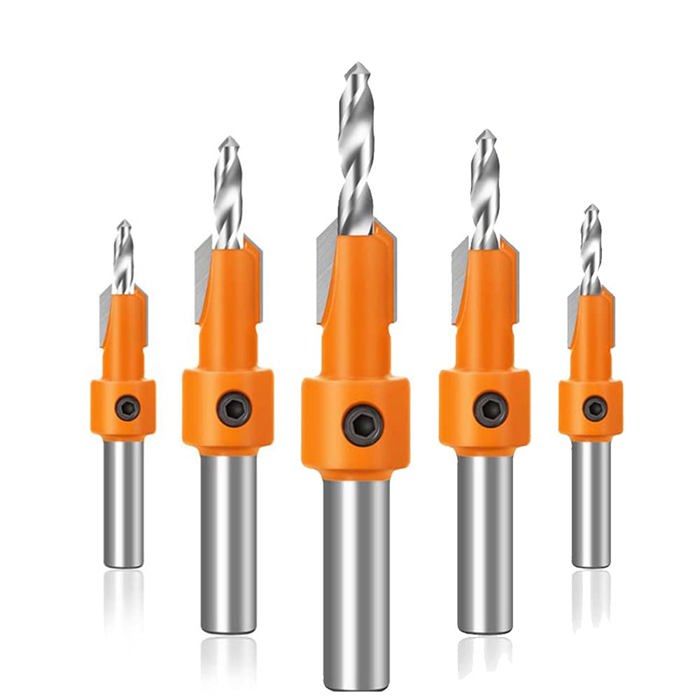 Lot De 5 Forets à Fraiser Parkside – HSS Titane, Diamètres 3,4,5,6 Et 8 Mm, Occasion Jamais Utilisés
