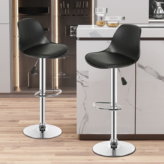Lot de 2 tabourets de bar pivotants à 360° en cuir synthétique PU avec dossier pour restaurants et bars à domicile，XJING