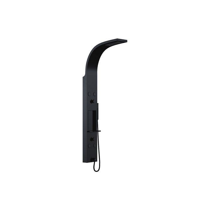 Colonne de douche hydromassante avec étagère - Noir mat - 20 x 140 cm - ROANA Colonne de douche hydromassante avec étagère - Noir mat - 20 x 140 cm - ROANA