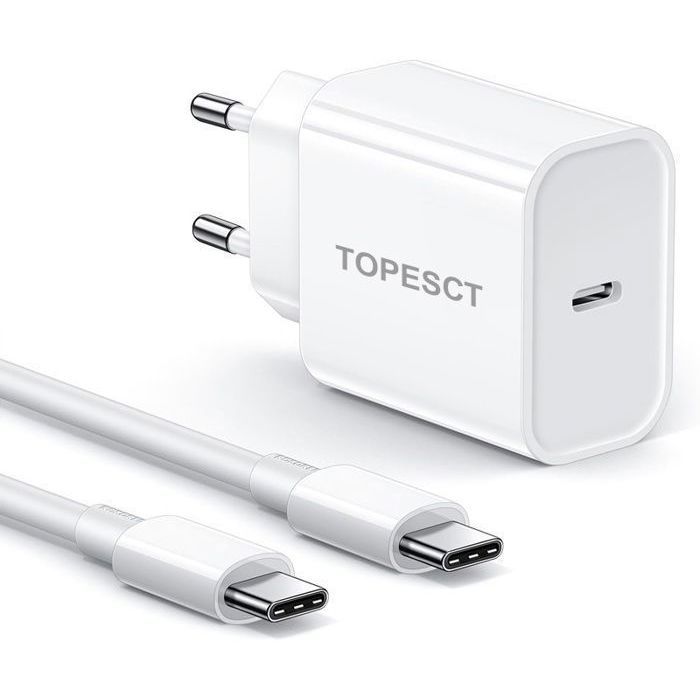 Iphone 16 Pro Max Chargeur USB-C 20W Pour IPhone 16/15 Pro Max - Rapide Avec Câble 2m - Adaptateur EU Chargeur Iphone 15