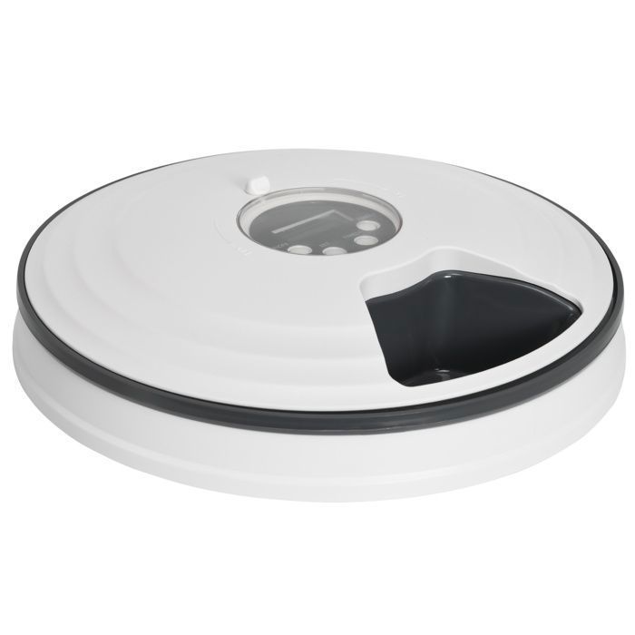 - Distributeur de nourriture pour animaux de compagnie - ABS - 30.5x30.5x7.2cm - Blanc
