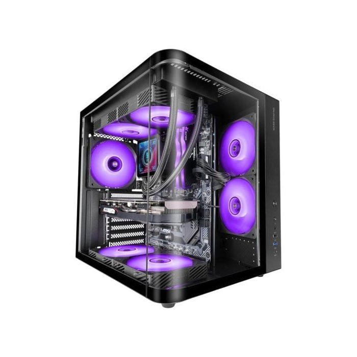 Mars Gaming MC-CURV Caja Gaming Atx Triple Cristal Templado Curvado Doble Cámara USB-C Negro