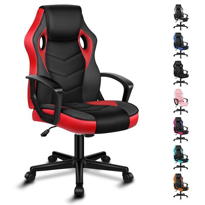 ALFORDSON Mega Chaise de bureau gaming Tissu patchwork en similicuir ergonomique Bureau à roulettes réglable en hauteur - vue 7
