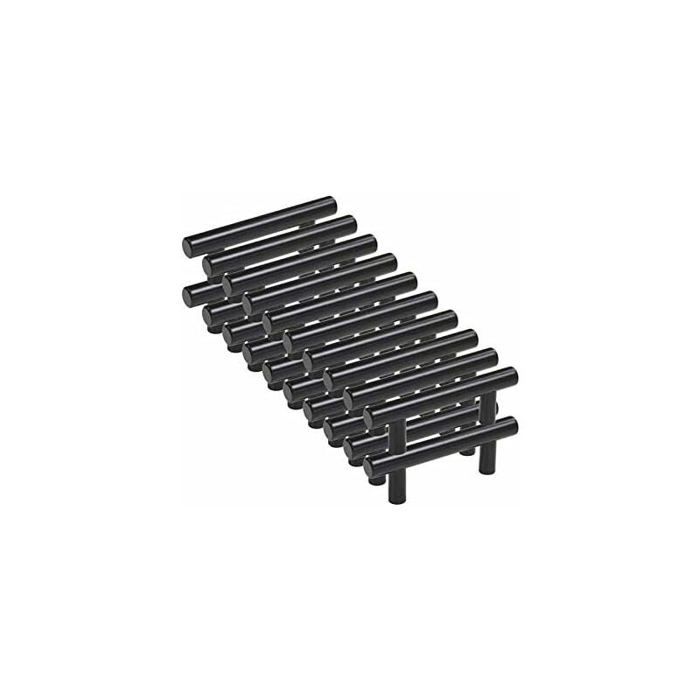 20pcs Poignee Meuble noir Poignée de Meuble Cuisine noir T Poignées Placard Tiroir Noir Entraxe 96mm（Ø12mm）