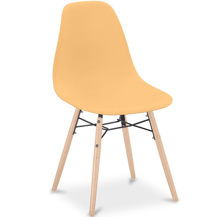 Chaise de Salle à Manger - Design Scandinave - Pieds en Bois - Lumi Orange pâle
