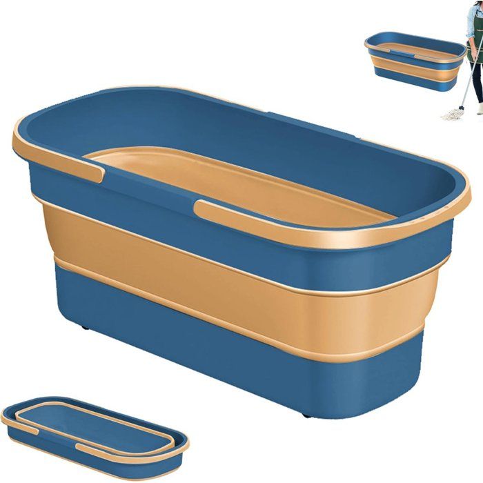 Seau à serpillière - Seau - Seau ménager - Nettoyage des sols - Fournitures de nettoyage - Seau à serpillière plat - Pliable - Gain
