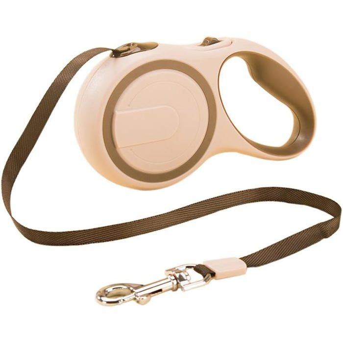 Laisse rétractable pour chien - ULISEM - 3 mètres - 5 mètres - Kaki - Convient aux chiens de petite et moyenne taille