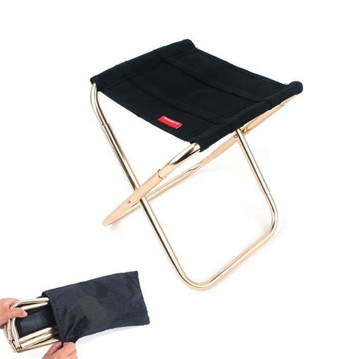 Tabouret pliant portable Mini chaises pliantes de camping Tabourets dextérieur légers aluminium avec sac de rangement pzcc