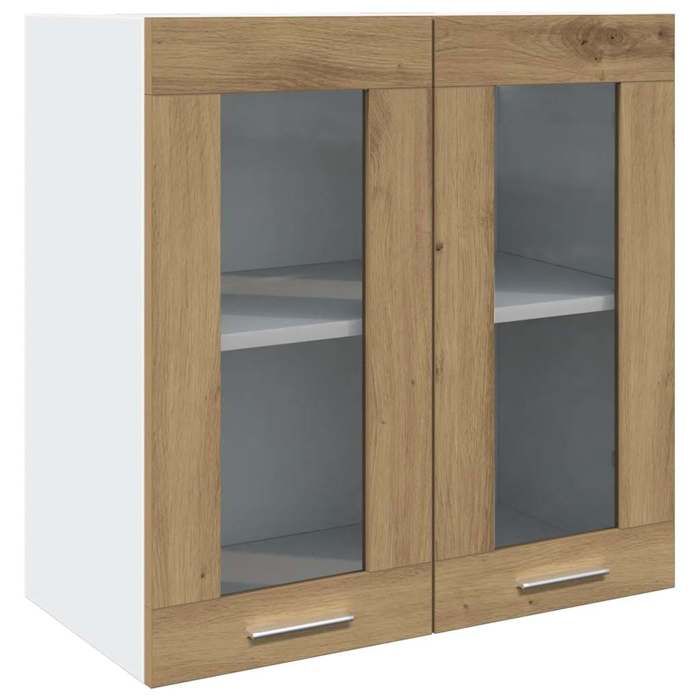 En solde Armoire murale de cuisine moderne Placard/Cabinet suspendue Lyon avec porte vitrée Chêne artisanal 60x31x60 cm A664