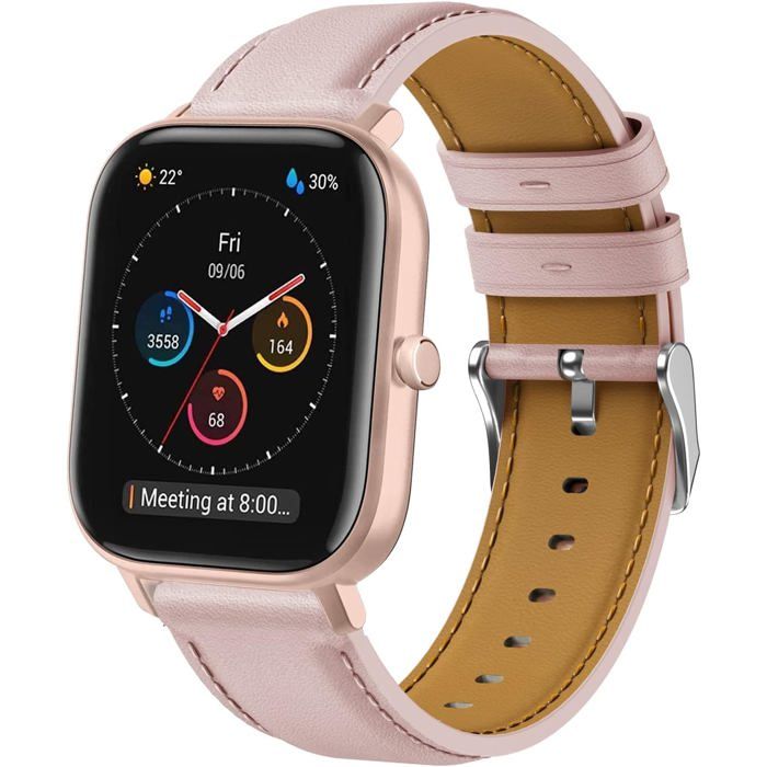 Bracelet cuir 20 mm compatible Amazfit GTS 2 Mini / Bip / Bip U / GTS 3/4 / GTR Mini / Amazfit Active élégant