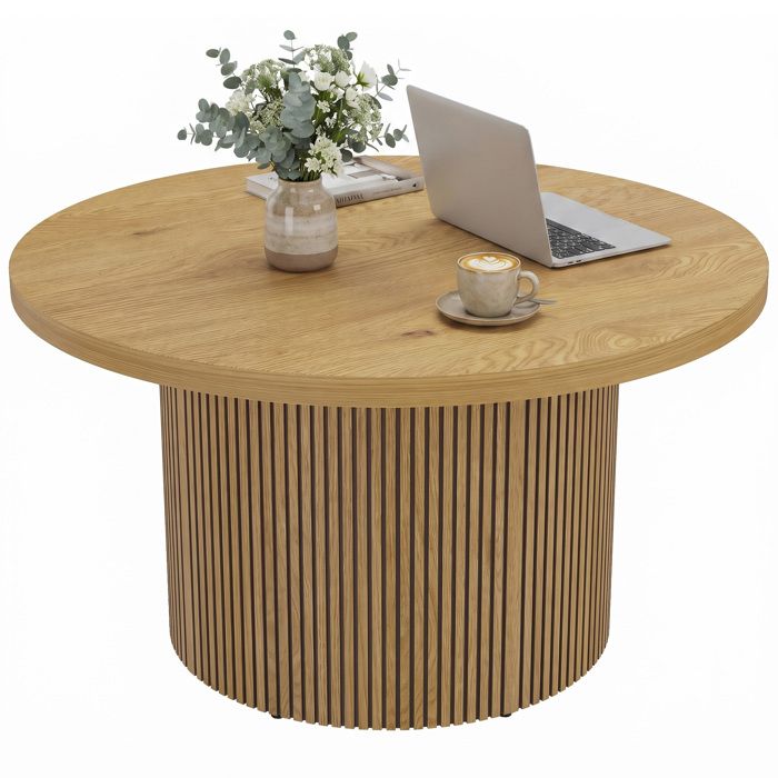 Table basse ronde en bois Ø 80 cm avec piètement