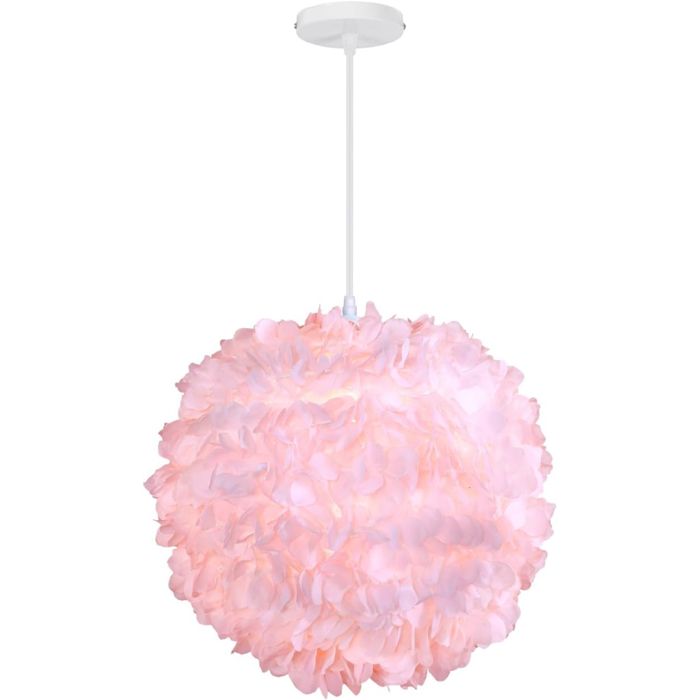 Plafonnier lustre - SMOTOP - Rose plumes - Ø30 cm - E27 1x60W